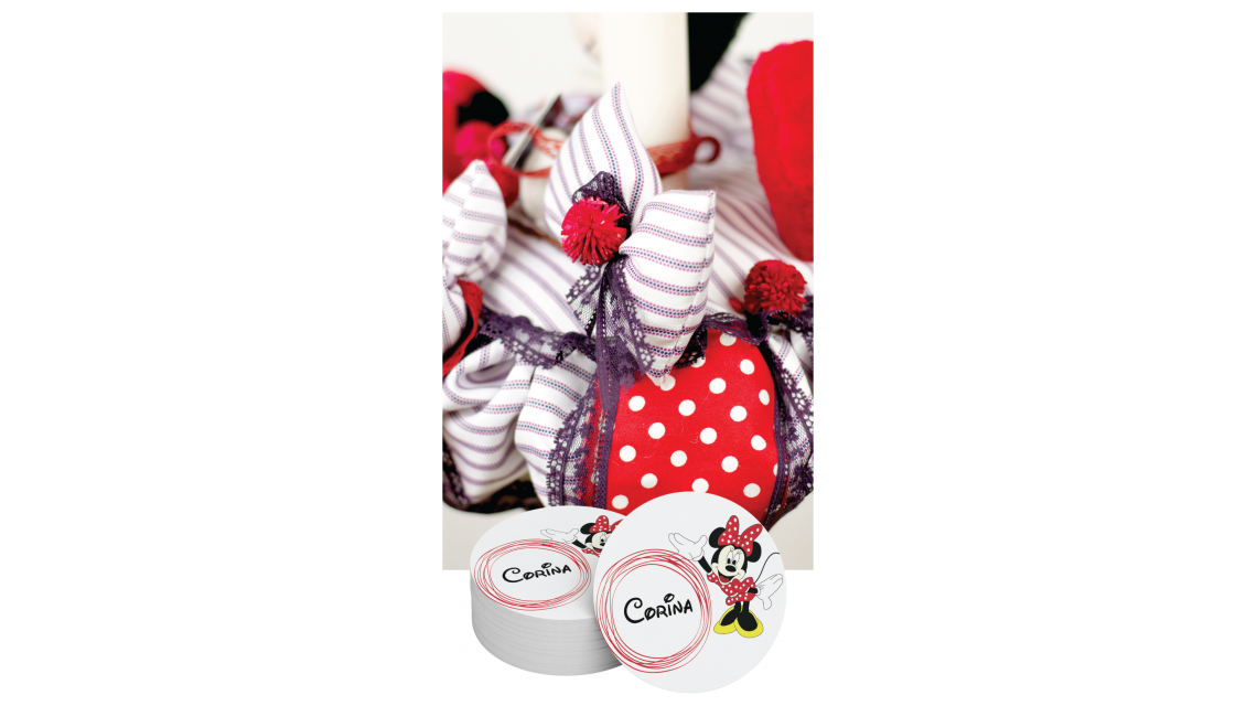 Lumanare de botez pentru fetite cu Minnie Mouse, 65x4 cm, Minnie in buline 3